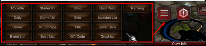 FastMU expanded Features Menu opened from the three-bar button