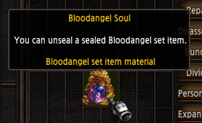 Bloodangel Soul used to unseal a Bloodangel Set item