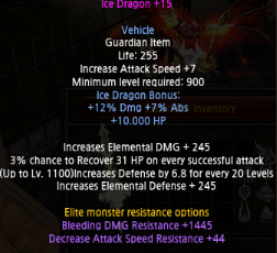 Mount stats, options and rarity example