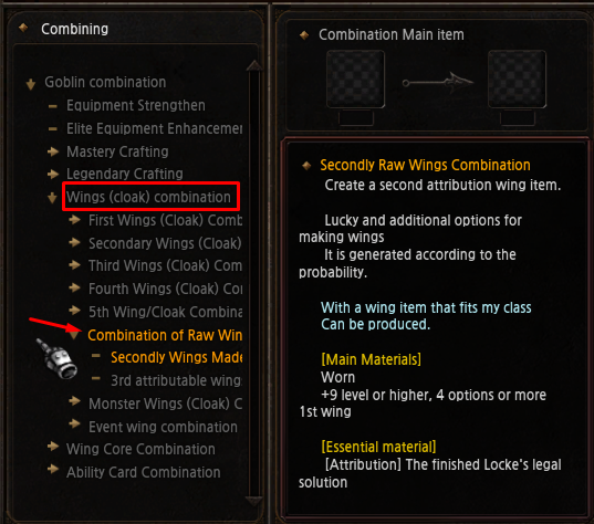 Chaos Machine location in Noria at coordinates 180, 102 for crafting Bound Wings