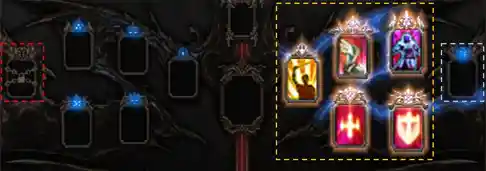 Five equipped prerequisite Option Ability Cards unlocking the adjacent Elite Ability Card slot