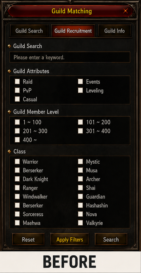 Recruitment UI Changes before