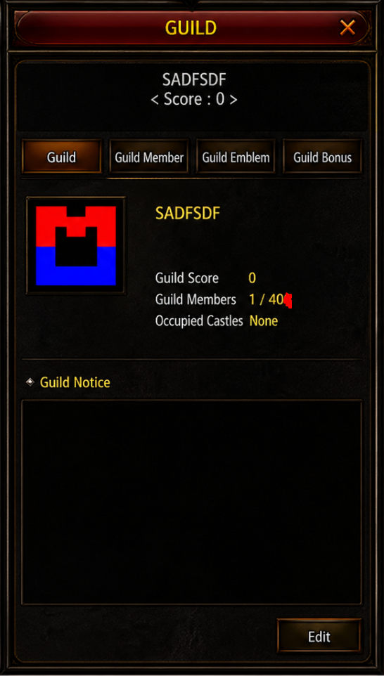 Guild Information Tab before